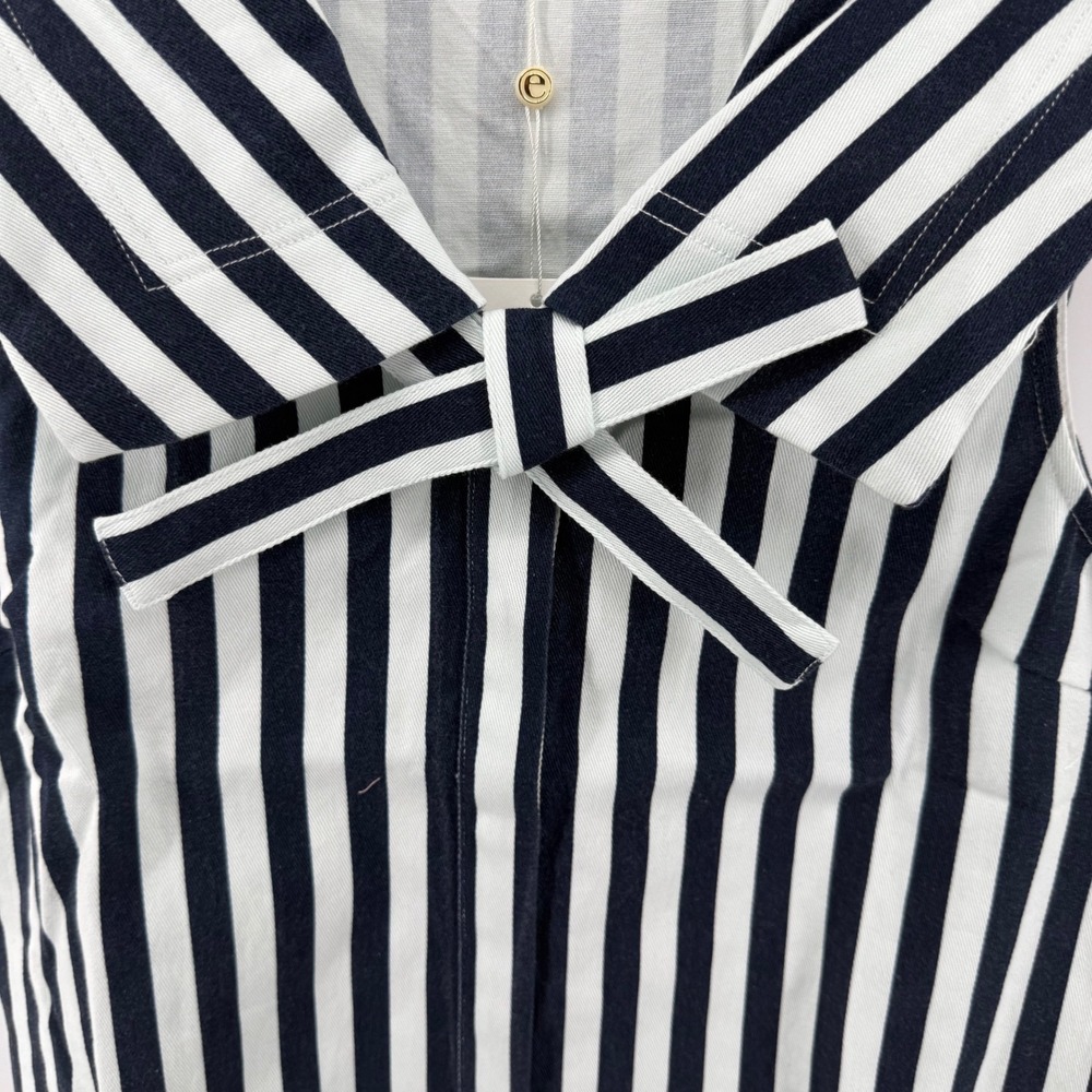 Entro Navy White Striped Sailor Collar Bow Sleeveless Mini Dress Womens Medium - Picture 3 of 8